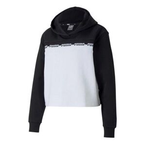 Puma Black and White Colorblock Hoodie with Logo Tape
